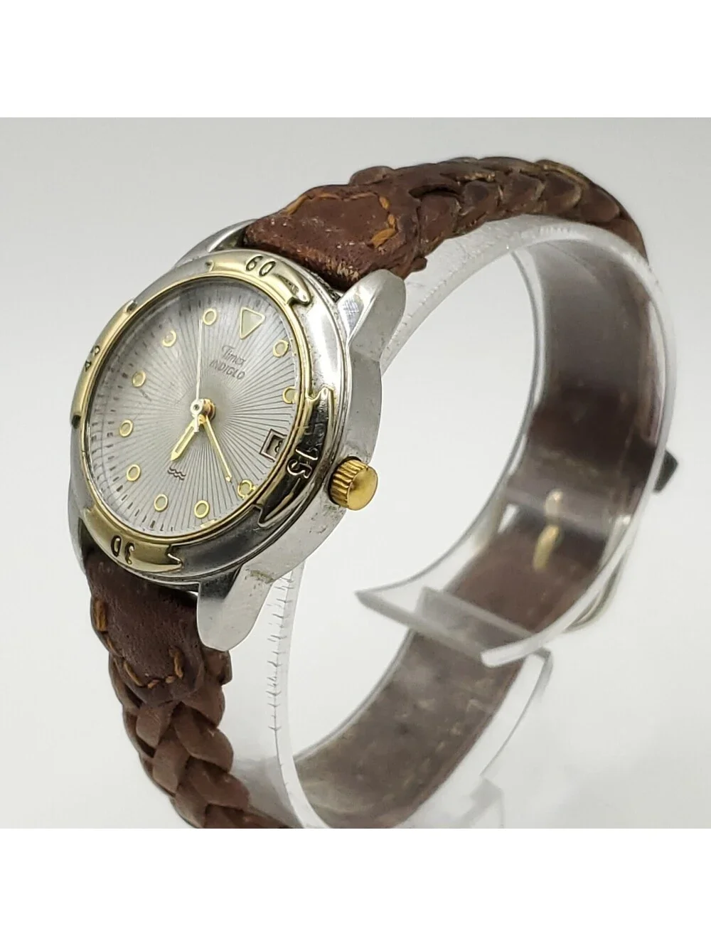 Timex Indiglo Womens Quartz Watch 24mm Brown Braided Band New Battery